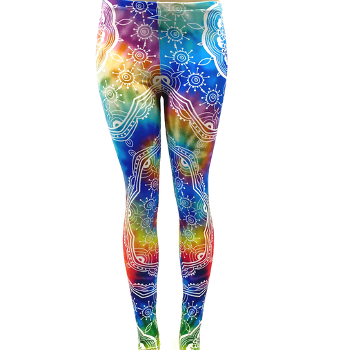 Rainbow Mandala Tie Dye Hippy Pants Leggings One Size Fits Most Rainbow Mandala Tie Dye Hippy Pants Leggings One Size Fits Most