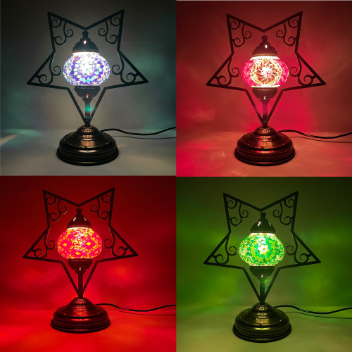 Five Pointed Star Plasma Cut Mosaic Table Lamp Star5-Mb1 Five Pointed Star Plasma Cut Mosaic Table Lamp Star5-Mb1