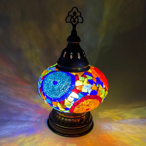 Large Mosaic Table Lamp 9 Volt Battery LED Power MB3 Large Mosaic Table Lamp 9 Volt Battery LED Power MB3
