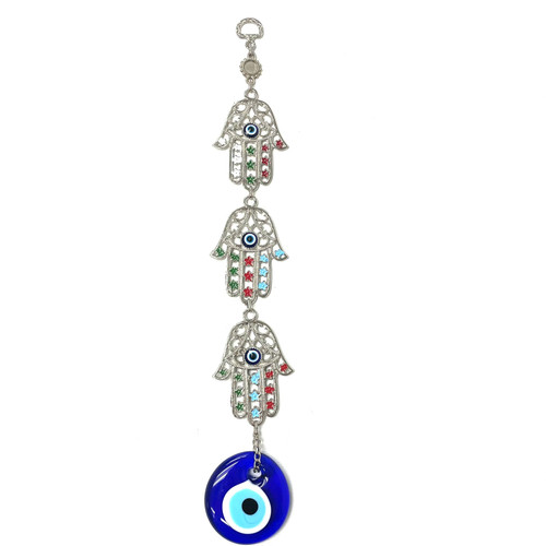 3 Hand of Fatima Zinc Evil Eye Decor 16"