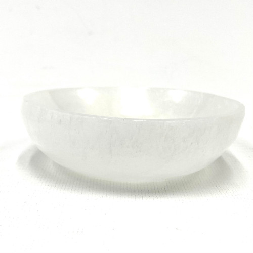 Shallow Flat Selenite Bowl Dish 3.95" +- Hand Made Morocco Shallow Flat Selenite Bowl Dish 3.95" +- Hand Made Morocco