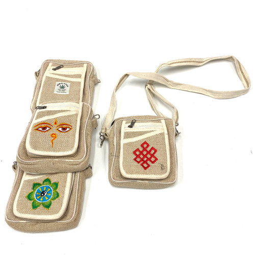 100% Hemp Passport Bag with Strap Assorted Designs 1 Count