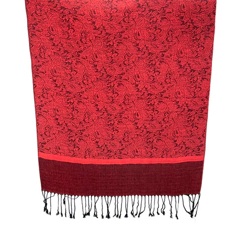 Gothic Blood Red Thick Line Paisley Pashmina Scarf Gothic Blood Red Thick Line Paisley Pashmina Scarf