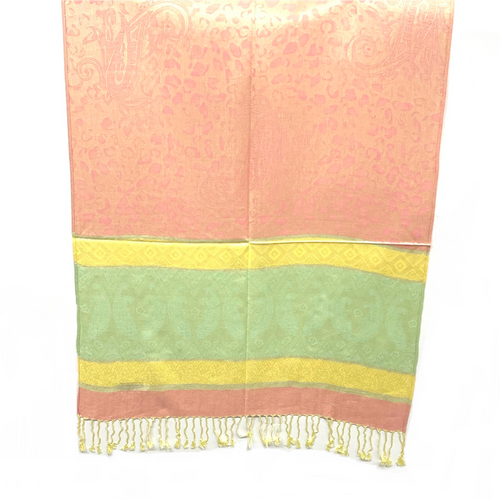 Easter Yellow Green and Pink Traditional Tribal Paisley Pashmina Scarf Easter Yellow Green and Pink Traditional Tribal Paisley Pashmina Scarf