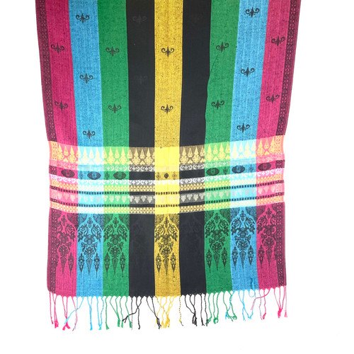 Tiles and Arches Primary Dark Base Pashmina Scarf