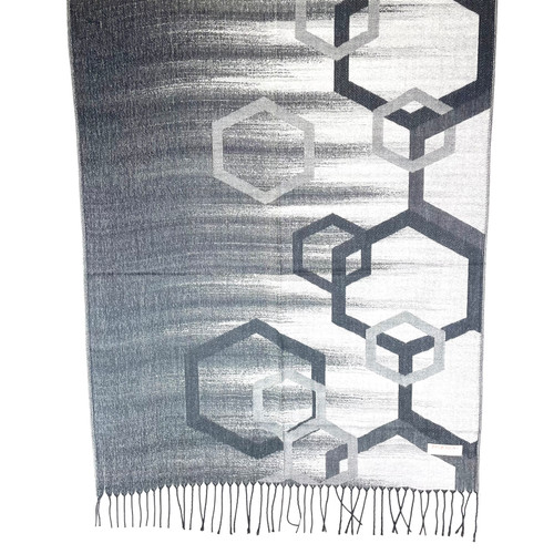 Silver and Black Miami Hexagon Pashmina Scarf