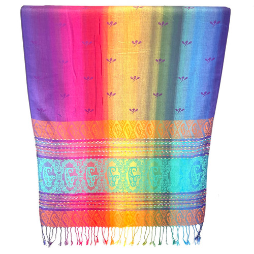 Rainbow Ribbon Funfetti Paisley Pashmina Scarf Rainbow Ribbon Funfetti Paisley Pashmina Scarf