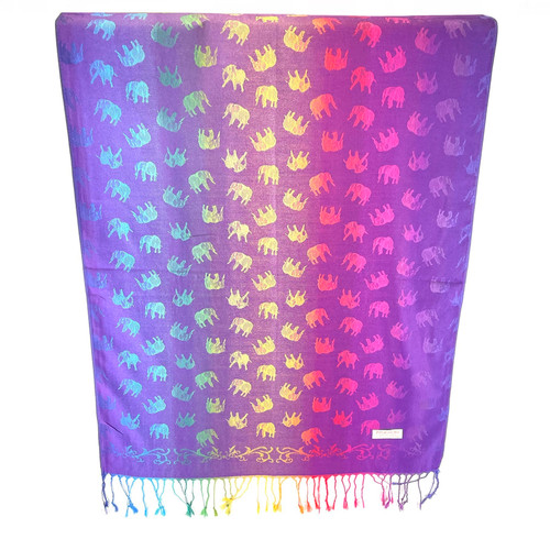 Purple Rainbow Elephant Paisley Pashmina Scarf Purple Rainbow Elephant Paisley Pashmina Scarf