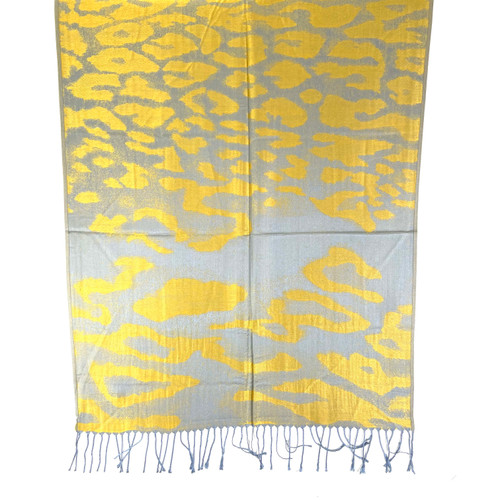 Mustard and Grey Wavy Acid Pashmina Scarf Mustard and Grey Wavy Acid Pashmina Scarf
