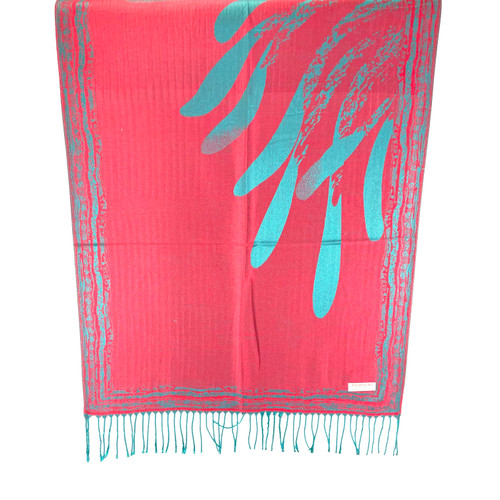 Turquoise and Red Wavy Acid Pashmina Scarf Turquoise and Red Wavy Acid Pashmina Scarf