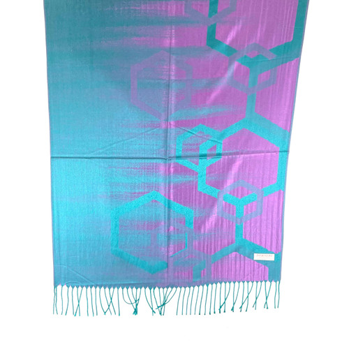 Purple and Teal Miami Hexagon Pashmina Scarf Purple and Teal Miami Hexagon Pashmina Scarf