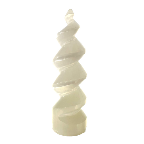 Selenite Spiral Spire 6.25" +- Hand Made Morocco Selenite Spiral Spire 6.25" +- Hand Made Morocco