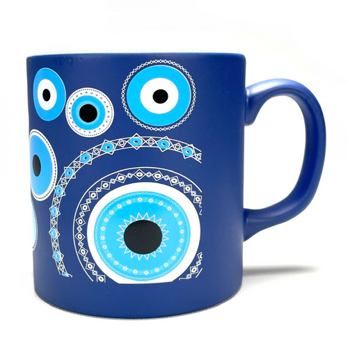 Evil Eye Matte Blue Coffee Mug Cup 1.5 Cup Evil Eye Matte Blue Coffee Mug Cup 1.5 Cup