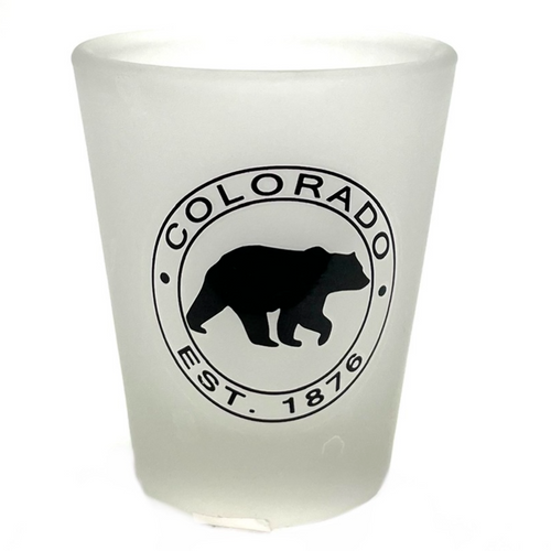 Colorado Bear Frosted Circle Souvenir Shot Glass Colorado Bear Frosted Circle Souvenir Shot Glass