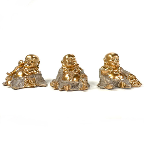 Maitreya Gold Set Of 3 Statues 4.75"x3" Maitreya Gold Set Of 3 Statues 4.75"x3"