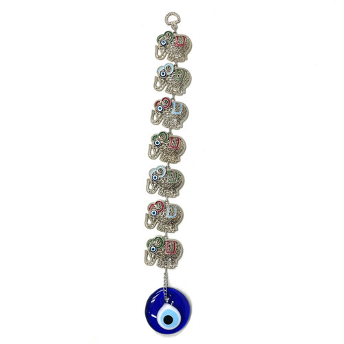 Colorful 7 Elephants Zinc Authentic Evil Eye Decor from Turkey EE50092 EE50092