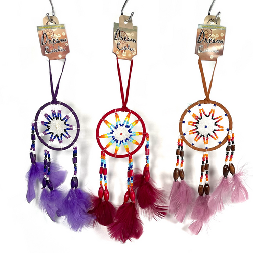 Leather Beads and Wood Dream Catcher DC78 3.5"x12" 1 Count Assorted Leather Beads and Wood Dream Catcher DC78 3.5"x12" 1 Count Assorted
