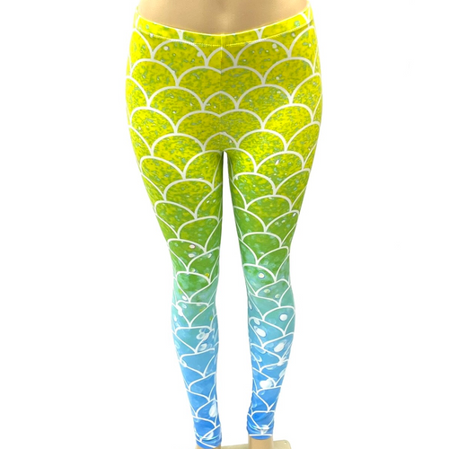 Lime Green Mermaid Scales Pants Leggings One Size Fits Most Lime Green Mermaid Scales Pants Leggings One Size Fits Most