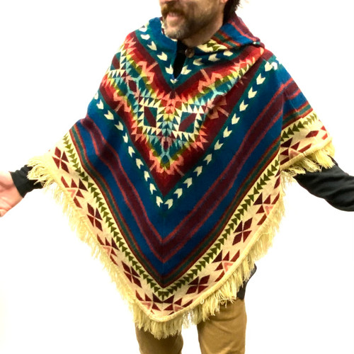 Square Native Ecuador Poncho with Hood 1 Count Assorted Square Native Ecuador Poncho with Hood 1 Count Assorted