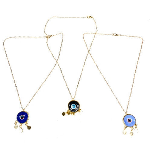 Gold Evil Eye Necklace Assorted 1 Piece with Chain Gold Evil Eye Necklace Assorted 1 Piece with Chain
