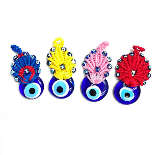 Peacock Evil Eye 1.65" x 4" Hand Made in Turkey 1 Count Assorted Color