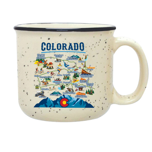 Colorado Mountain Map Mug in White 14oz Colorado Mountain Map Mug in White 14oz