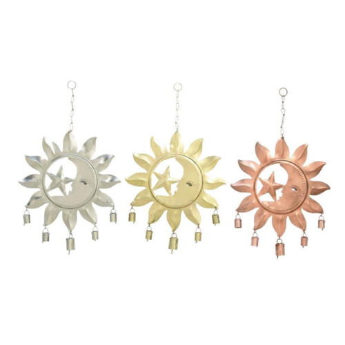 Metal Sunface Windchime 13" x22" 1 Count Assorted Color