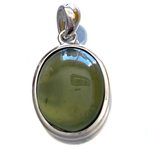 AAA Rough Base Genuine Moldavite Pendant Oval Sterling Silver 12x16 1 Piece Assorted AAA Rough Base Genuine Moldavite Pendant Oval Sterling Silver 12x16 1 Piece Assorted