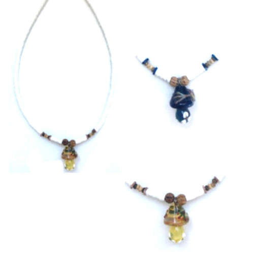 Puka Shell Pyrex Mushroom Necklace 1 Count Assorted Puka Shell Pyrex Mushroom Necklace 1 Count Assorted