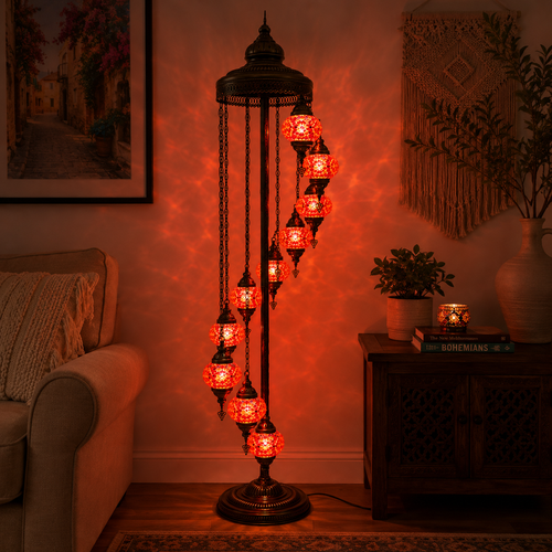 Mosaic Turkish 11 Shade Floor Lamp Assorted Colors