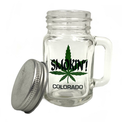 Smokin! Colorado Small Lidded Shot Souvineer Cup Jar Smokin! Colorado Small Lidded Shot Souvineer Cup Jar