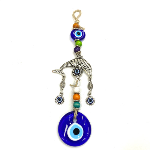 Metal Dolphin with Colorful Beads Authentic Evil Eye Decor from Turkey Metal Dolphin with Colorful Beads Authentic Evil Eye Decor from Turkey