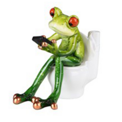 Poddy Frog Working Hard on Toilet 5 1/4"W