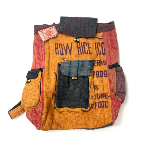 Recycled Rice Bag Backpack Recycled Rice Bag Backpack
