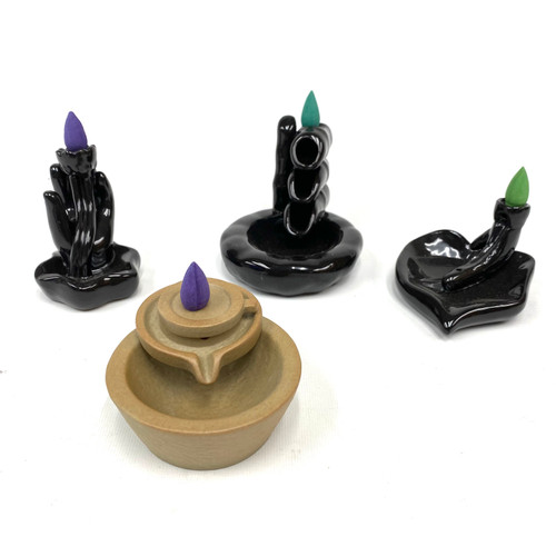Black Glazed Waterfall Incense Burner Assorted Sizes and Styles