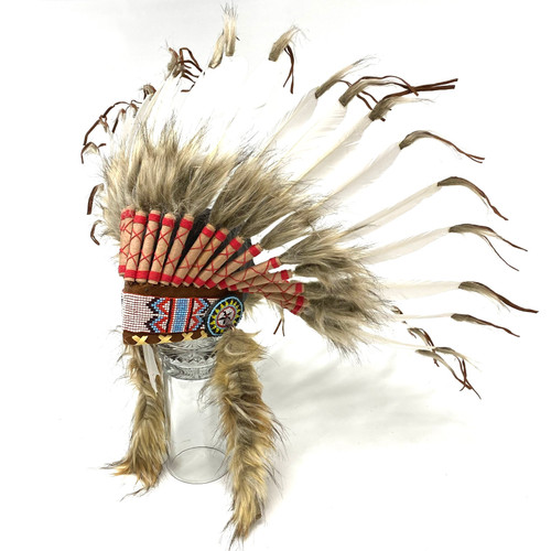Native American Headdress Hat with Feathers and Beads Native American Headdress Hat with Feathers and Beads