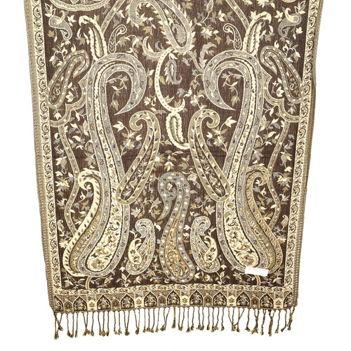Brown Growing Paisleys Pashmina Scarf Brown Growing Paisleys Pashmina Scarf