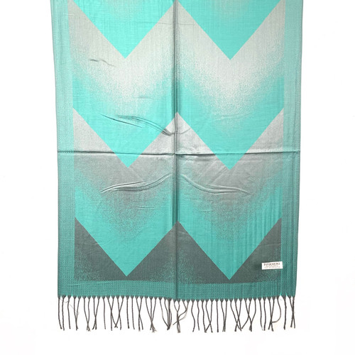 Teal and Grey Faded Arrows Pashmina Scarf Teal and Grey Faded Arrows Pashmina Scarf