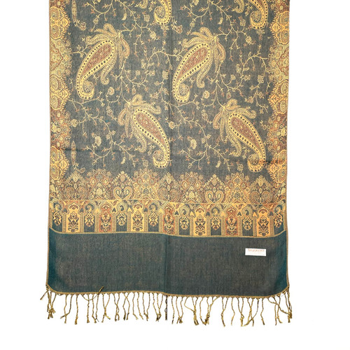 Green and Gold Blooming Paisley Pashmina Scarf Green and Gold Blooming Paisley Pashmina Scarf