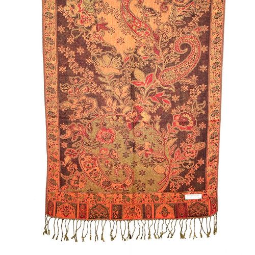 Burnt Orange Great Floral Paisley Pashmina Scarf