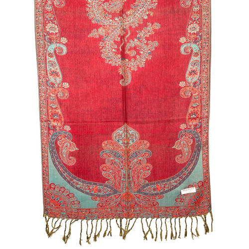 Red and Blue Grand Paisley Pashmina Scarf Red and Blue Grand Paisley Pashmina Scarf