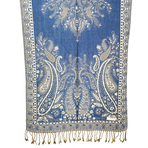 Sea Blue Scattered Paisley Pashmina Scarf Sea Blue Scattered Paisley Pashmina Scarf