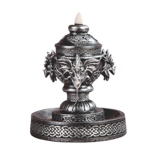 Dragon Backflow Fountain Silver 7" H Dragon Backflow Fountain Silver 7" H