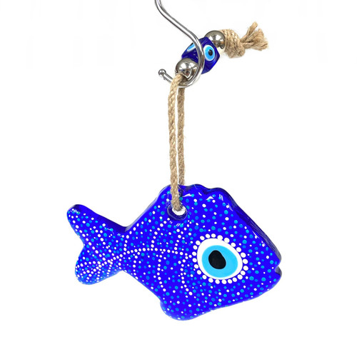 Floundering Fish Painted Glass Evil Eye 9"x6" 1 Count Assorted Floundering Fish Painted Glass Evil Eye 9"x6" 1 Count Assorted