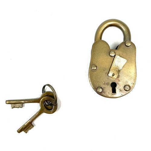 Old Metal Lock and Keys 1.5"x 2.5" - Working Antique Replica Old Metal Lock and Keys 1.5"x 2.5" - Working Antique Replica