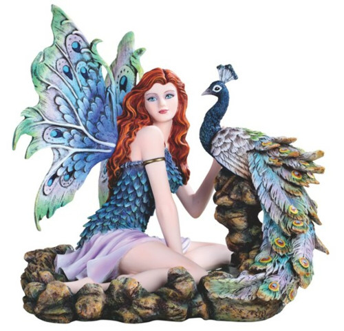 Large Fairy with Peacock 13" W Large Fairy with Peacock 13" W