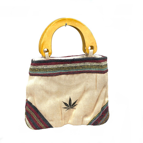 Boho Bag Jute With Wooden Handle Boho Bag Jute With Wooden Handle