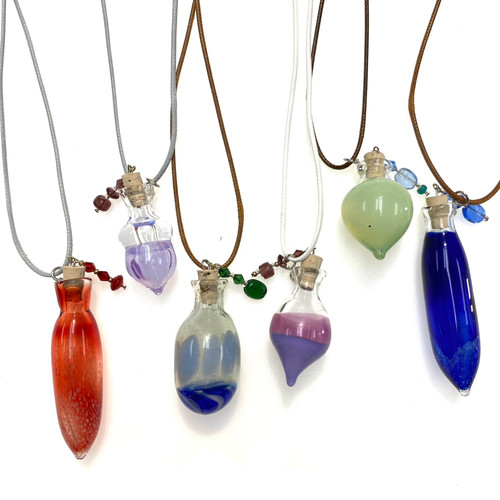 Drug Jug Glass Pendant Necklace Hand Blown Glass USA Made 1 Count Assorted Drug Jug Glass Pendant Necklace Hand Blown Glass USA Made 1 Count Assorted