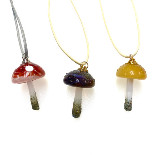 Magic Mushroom Pendant Necklace Hand Blown Glass USA Made 1 Count Assorted Magic Mushroom Pendant Necklace Hand Blown Glass USA Made 1 Count Assorted