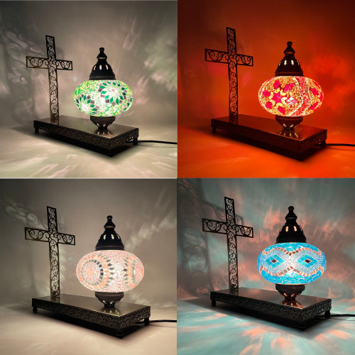 Backlit Cross Lamp with Mosaic Bulb 1 Count Assorted Color Backlit Cross Lamp with Mosaic Bulb 1 Count Assorted Color